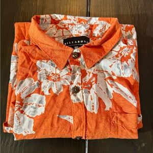 Billabong Men's Vibrant Orange Floral Shirt Jacket